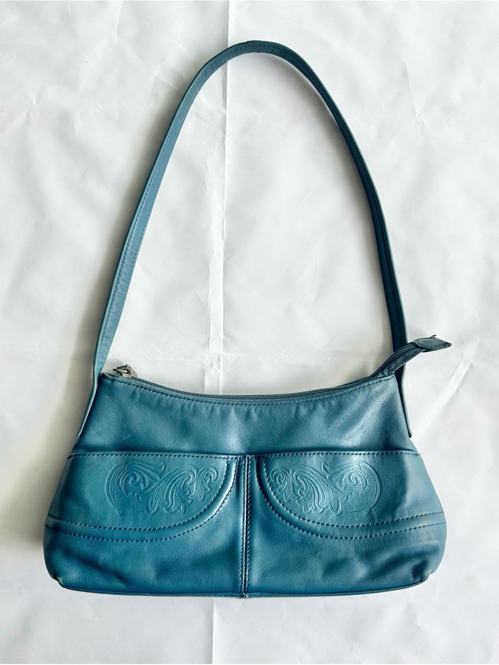 Stone Mountain teal small leather shoulder bag